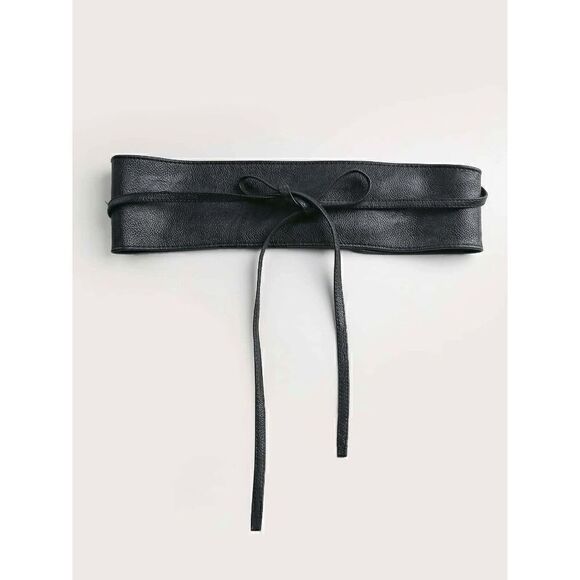 Bow Tie Wide Wrap Around Obi Corset Black Belt NEW SIZE L-XL NEW - Picture 13 of 15